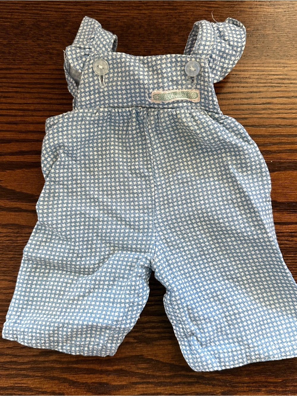 Vintage 80s Cabbage Patch Blue & White Gingham Doll Jumpsuit Overalls